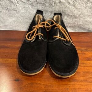 UGG Men's Black Suede Boots with Tan Laces
